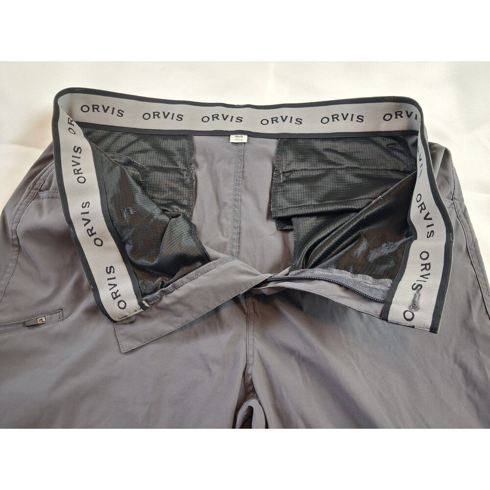ORVIS Men's Tech Pant Gray 40x30 Performance Water Repellent Cargo Zip Pocket - Picture 4 of 14